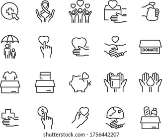 set of charity icons, donate, support, volunteer