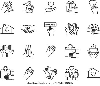 set of charity icons, donation, volunteer, help