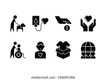 set of charity kindness humanity icons