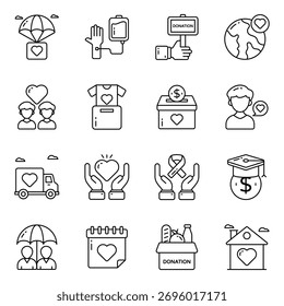 Set of Charity Linear Icons 