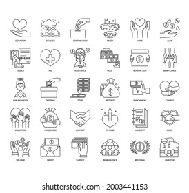 Set of charity thin line and pixel perfect icons for any web and app project. 