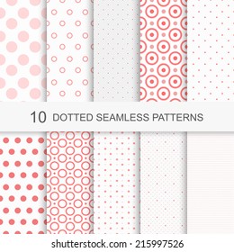 Set of charming seamless patterns with dots