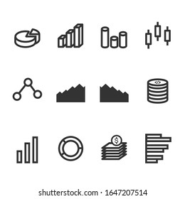 Set of chart icon, business reporting . Line icons vector illustration