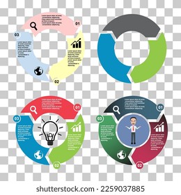Set von Chart-Infografik Business Template Icon, Kuchenkreisdiagramm, Visualisierung Vektorgrafik .