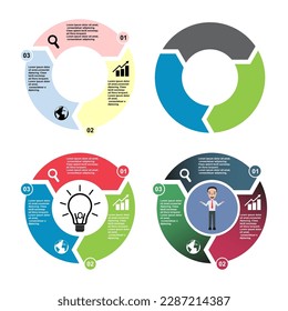 Set of Chart infographic business template icon, pie circle diagram, visualization vector illustration .