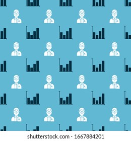 Set  chart infographic and Scientist on seamless pattern. Vector