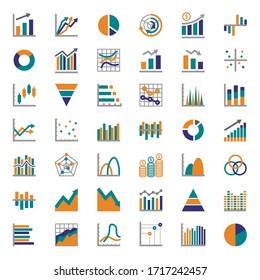 Set of chart for report icon. 320x320 pixels Flat success graph icons vector illustrator.