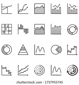 Set of chart for report icon. Line success graph symbol vector illustrator.