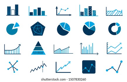 
Set of charts and diagrams icon for data visualization and business analysis designs