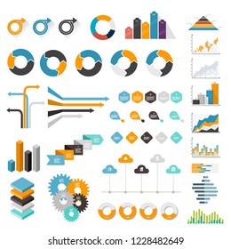 Set of charts and graphs for business. Design elements on a white background. Vector illustration