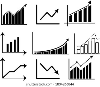 Set of Charts Symbol Vorlage.Trend und mehr Symbol Vektorzeichen einzeln auf weißem Hintergrund Vektorgrafik für Grafik und Web-Design.