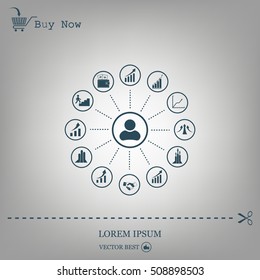 set of charts, vector icon