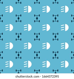 Set Chassis car and High beam on seamless pattern. Vector