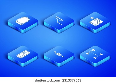 Set Chassis car, Car mirror, muffler, door handle, Windscreen wiper and Gear shifter icon. Vector