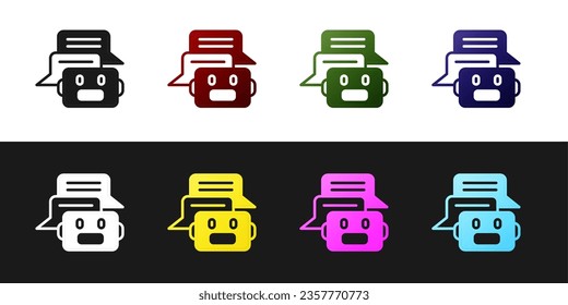 Setzen Sie das Chat-Bot-Symbol einzeln auf schwarz-weißem Hintergrund. Chatbot-Symbol.  Vektorgrafik