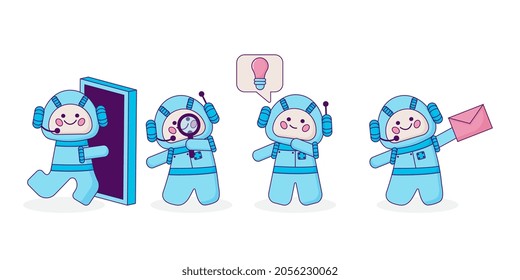Set chat bot icon. Virtual assistant for website. Chatbot concept for customer service. Vector illustration