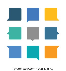 Set of Chat Box Flat Icons. Flat chat icons for flat design. Chat box icons isolated. Chat speech bubble icons. Vector