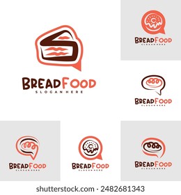 Conjunto de Plantilla de Vector de logotipo de comida de pan de chat, conceptos de diseño de logotipo de pan creativo