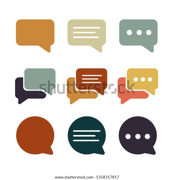 Set Chat Bubble Iconsline Chat Icons Stock Vector Royalty Free