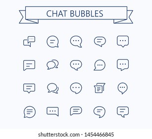  Set of Chat Bubble Line Icons. Editable Stroke. 24x24 Pixel Perfect.