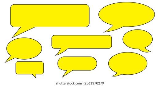 Set of Chat Bubble Line Icons.Line chat icons for flat design. Talk baloon icons isolated. Chat speech bubble icons. Yellow chat box icon .