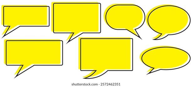 Set of Chat Bubble Line Icons.Line chat icons for flat design. Talk baloon icons isolated. Chat speech bubble icons. Yellow chat box icon .
