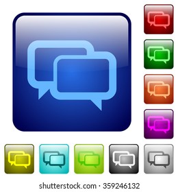 Set of chat bubbles color glass rounded square buttons