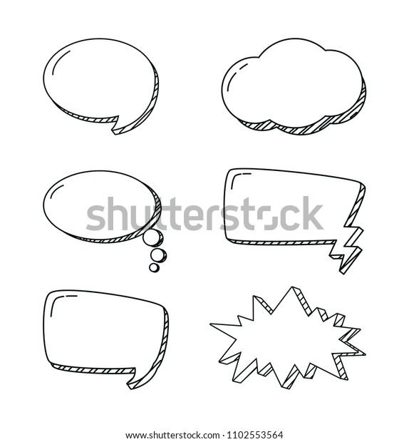 Set Chat Bubbles Hand Draw Stock Vector Royalty Free