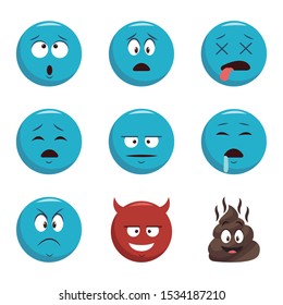 set of chat emojis icon over white background, colorful design. vector illustration