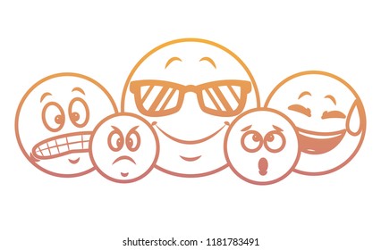 Set of chat emoticons rainbow lines