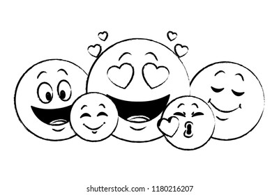 Set of chat emoticons sketch