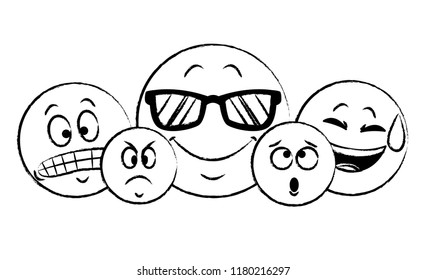 Set of chat emoticons sketch