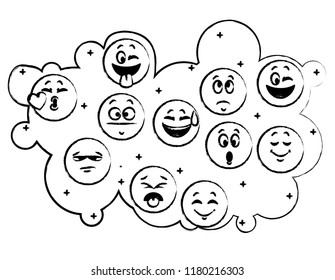 Set of chat emoticons sketch