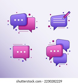 Conjunto de ilustraciones vectoriales de iconos de chat