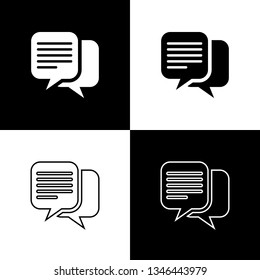 Set Chat icons isolated on black and white background. Speech bubbles symbol. Line, outline and linear icon. Vector Illustration