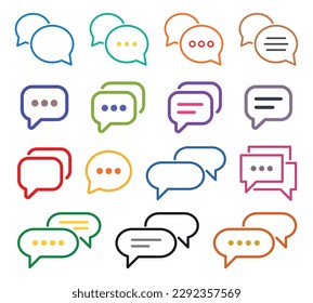 set of chat icons on white background