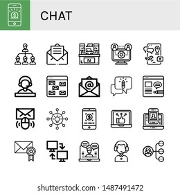Set of chat icons such as Smartphone, Network, Email, Interview, Receptionist, Chatting, Blog, Networking, Social network, Contact information, Online support, Customer service agent , chat
