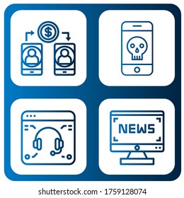Juego de iconos de chat. Como Smartphone, Soporte, Noticias, iconos de chat