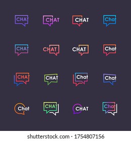 set of chat lettering with bubble logo. talk, speak, logo template. Chat vector logotype design template.