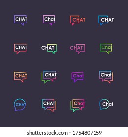 set of chat lettering with bubble logo. talk, speak, logo template. Chat vector logotype design template.