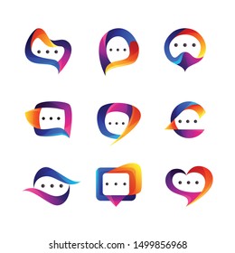 Set of Chat Logo Design Illustraion