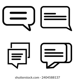 Set of Chat Message Bubbles Vector Icon. Communication icons. Talk bubble, dialog. Web icon set. Online communication. Conversation, SMS, Notification, Group Chat. Chatting icons in different styles
