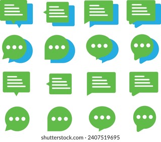  Ensemble d'icônes Vectorielles de Bulles de Message de conversation. Icônes communication. Parlez bulle, dialogue. Ensemble d'icônes Web. couleur verte