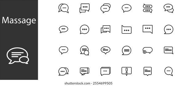 Set of Chat Message Bubbles Vector Icon. Communication icons. Talk bubble, dialog. Web icon set. Online communication. Conversation, SMS, Notification, Group Chat. Chatting icons in different styles