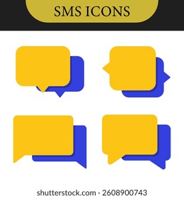 Set of Chat Message Bubbles Vector Icon. Communication icons. Talk bubble, dialog. Web icon set. Online communication. Conversation, SMS, Notification, Group Chat. Chatting icons in different styles