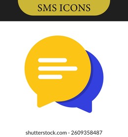 Set of Chat Message Bubbles Vector Icon. Communication icons. Talk bubble, dialog. Web icon set. Online communication. Conversation, SMS, Notification, Group Chat. Chatting icons in different styles