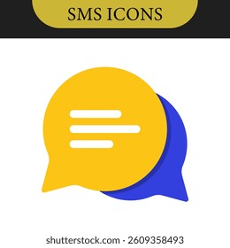 Set of Chat Message Bubbles Vector Icon. Communication icons. Talk bubble, dialog. Web icon set. Online communication. Conversation, SMS, Notification, Group Chat. Chatting icons in different styles