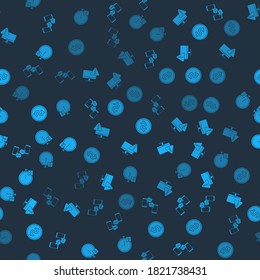 Set Chat messages on mobile, Monitor with exclamation mark, Coin money dollar and Stopwatch on seamless pattern. Vector.