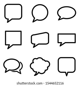 Set Of Chat Speech Bubble Icon. Symbol Of Comment Or Message With Trendy Flat Line Style Icon For Web Site Design, Logo, App, UI Isolated On White Background. Vector Illustration Eps 10