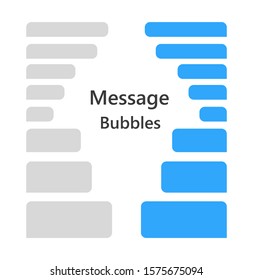 Set of chat speech bubbles. Chat messenger at bubble form in flat style. Blank message for text for web, phone with grey and blue color. 